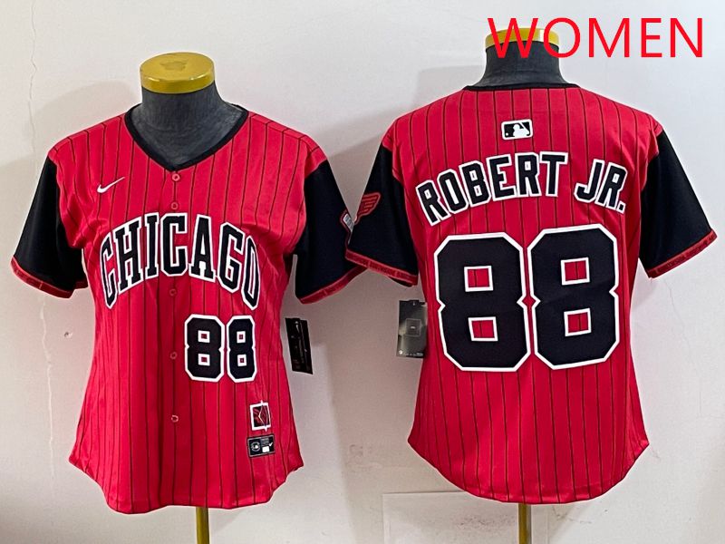 Women 2025 Chicago White Sox 88 Robert jr Red Joint Name Nike MLB Jersey style 20